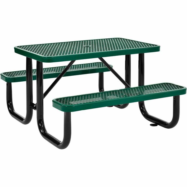 Global Industrial 4ft Rectangular Picnic Table, Expanded Metal, Green 695485GN